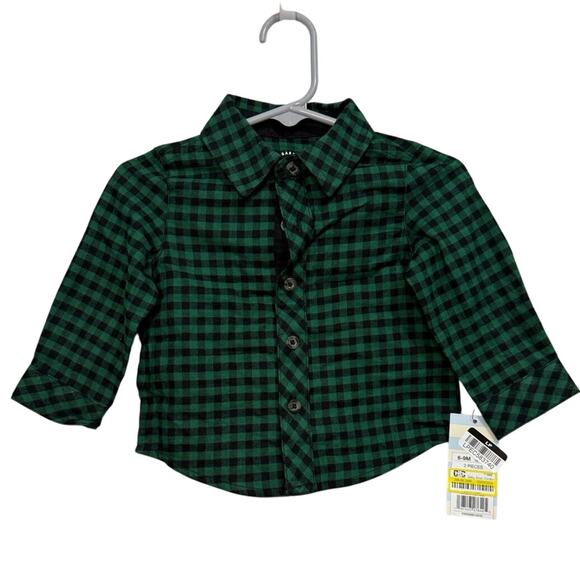 Cat & Jack 6-9 Month Green Flannel - Picture 1 of 2